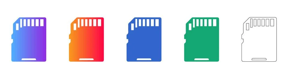 SD Memory Card Icon Set Stock Illustration