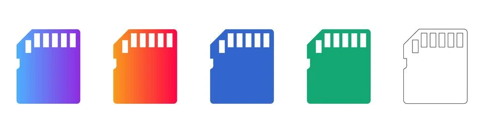 SD Memory Card Icon Set Stock Illustration