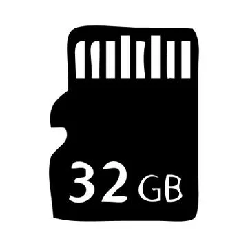 Sd memory card for mobile phone, smartphone symbol, outline, vector illustration Stock Illustration