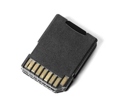 SD memory cards isolated on white, top view Stock Photos
