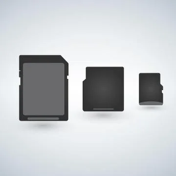 SD, micro, mini SDHC and SDXC cards icons logos. Stock Illustration