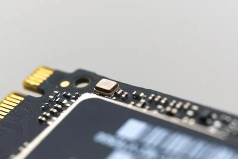 SDD circuit board with components showing close-up view of detail Stock Photos