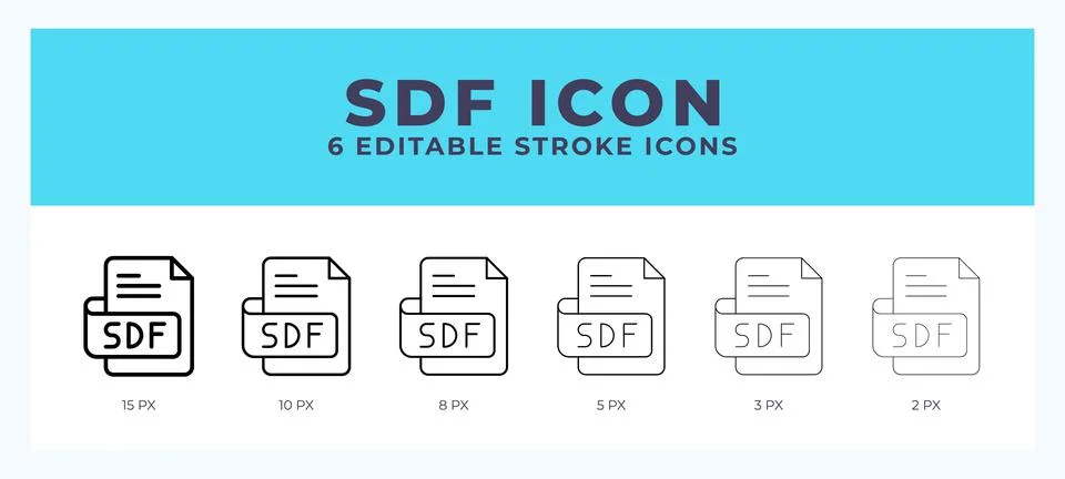 Sdf file icon vector for web. And mobile app. Editable stroke outline icon. Stock Illustration