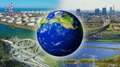 SDGs (Sustainable Development Goals) concept. Environment of the earth. Collage  Video stock 144366459
