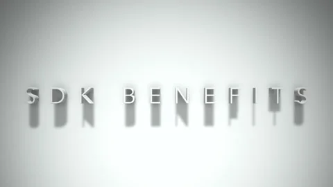 Sdk benefits 3D title animation white text on a white background Stock Footage 299368574