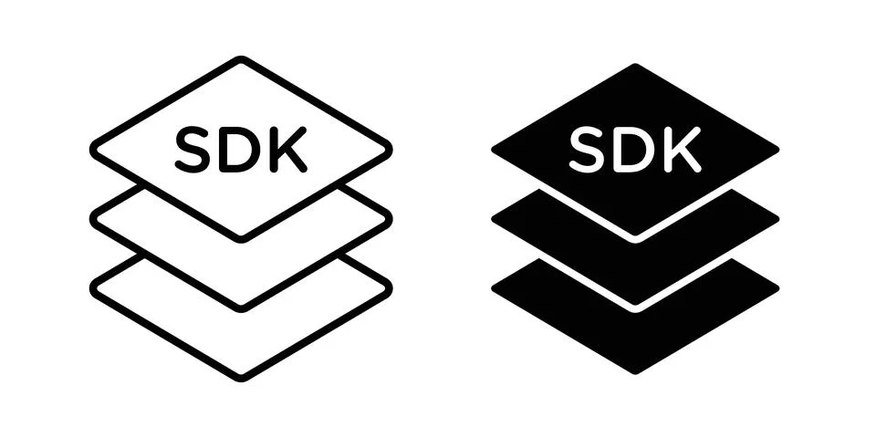 SDK icon linear versions pack on white background Stock Illustration