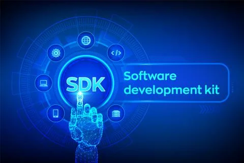 SDK. Software development kit programming language technology concept on virt Stock Illustration