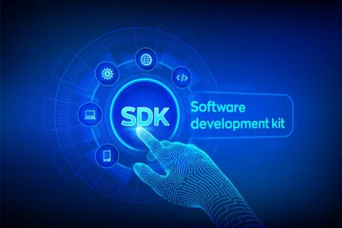 SDK. Software development kit programming language technology concept on virt Stock Illustration