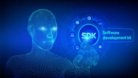 SDK. Software development kit programming language technology concept on virt Stock Illustration