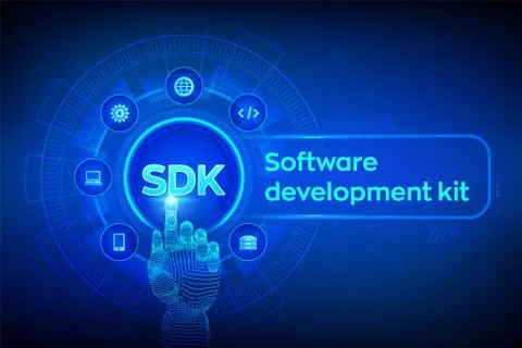 SDK. Software development kit programming language technology concept on virt Stock Illustration