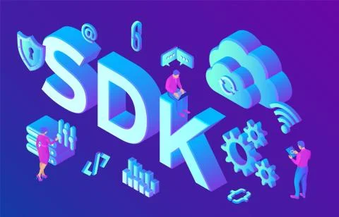 SDK. Software development kit programming language technology concept. Techno 스톡 일러스트