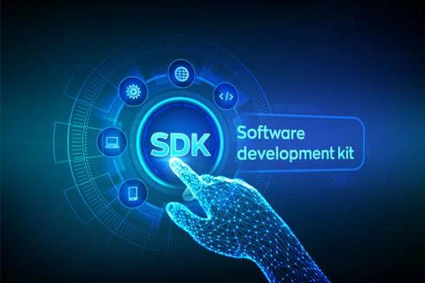 SDK. Software development kit programming language technology concept on virt Stock Illustration