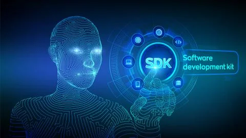 SDK. Software development kit programming language technology concept on virt Stock Illustration