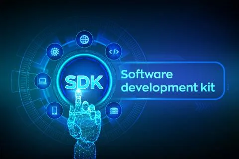 SDK. Software development kit programming language technology concept on virt Stock Illustration
