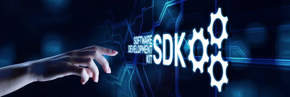 SDK Software development kit programming technology concept on virtual screen. Foto stock