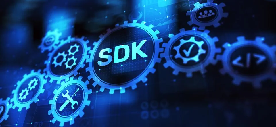 SDK Software development kit programming language technology concept on virtu Foto stock