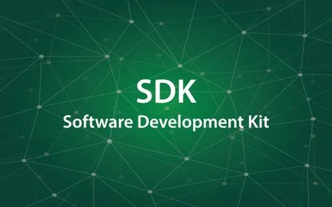 SDK Software Development Kit white tetx illustration with green constellation Stock-Illustration