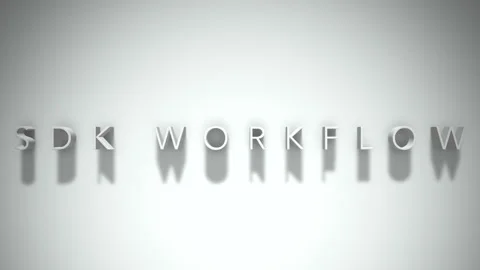 Sdk workflow 3D title animation white text on a white background Stock Footage 299368552