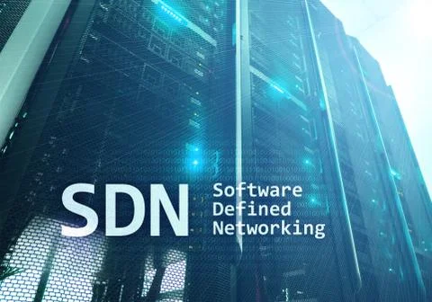 SDN, Software defined networking concept on modern server room background. イラスト素材