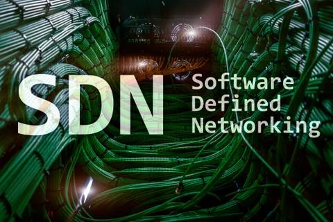SDN, Software defined networking concept on modern server room background. イラスト素材