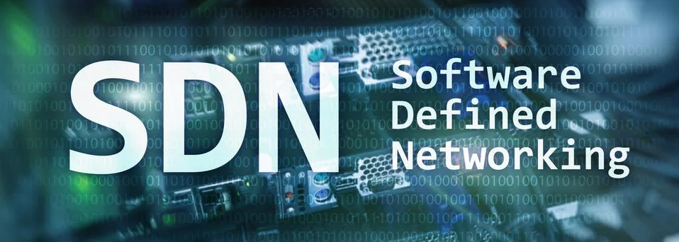 SDN, Software defined networking concept on modern server room background. イラスト素材