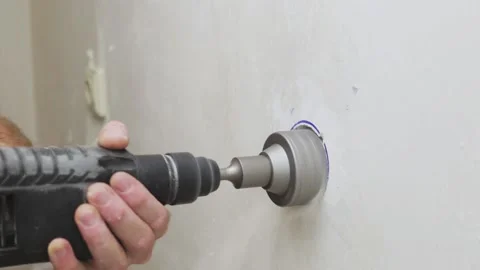 SDS plus shank hole saw cutter concrete cement stone wall drill bit Stock Footage 147172747