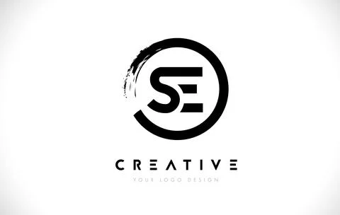 SE Circular Letter Logo with Circle Brush Design and White Background. Stock Illustration