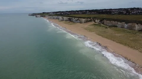 SE facing view of the beach at Foreness Point, Margate, Kent Stock Footage 249952729