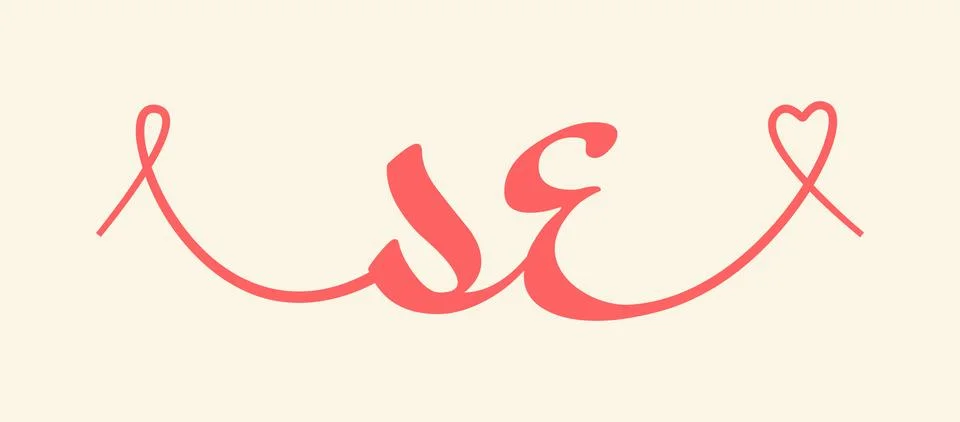SE initial wedding monogram calligraphy vector illustration. Hand drawn let.. Ilustração Stock