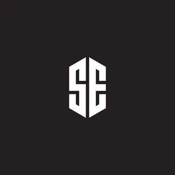 SE Logo monogram with hexagon shape style design template Stock Illustration