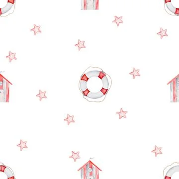 Sea adventure seamless pattern. cute pattern in nautical style for children's Stock Illustration