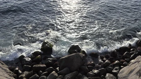 Sea agitated between rocks Video stock 161472663