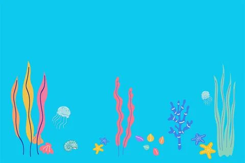 Sea - algae, snails, shells, jellyfish Illustrazione stock