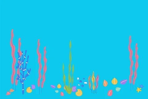 Sea - algae, snails, shells, jellyfish Stock Illustration