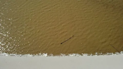Sea and beach in the setting sun aerial footage from the air with a drone. Stock Footage 133763378