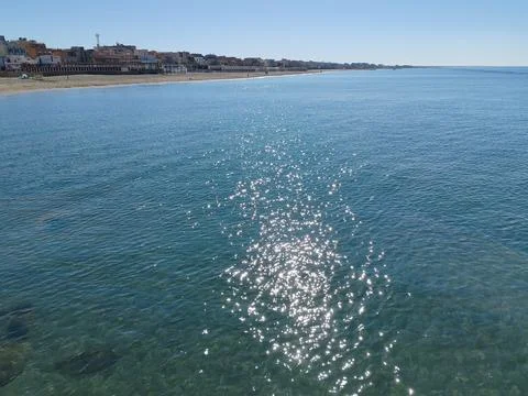 The sea and the built-up coast, of a portion of the Roman coastline Stock Photos