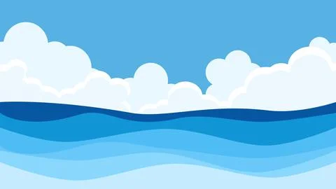 Sea and clouds. Deep blue sea with sky cloud nature landscape summer vacation Stock Illustration