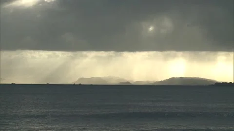 Sea and clouds in Panama, sunset, pan Stock Footage 48126917