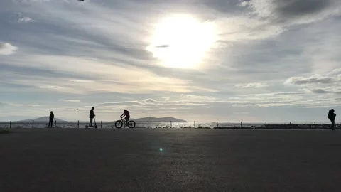 Sea and cloudy sunset Stock Footage 145897475