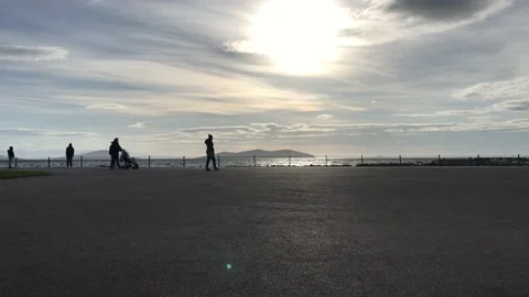 Sea and cloudy sunset Stock Footage 145898409