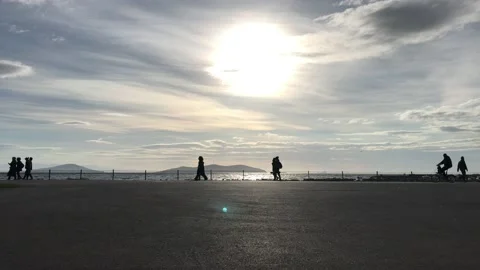 Sea and cloudy sunset Stock Footage 145898751