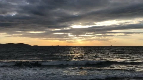 Sea and cloudy sunset Video stock 145898874