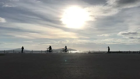 Sea and cloudy sunset Video stock 145898957