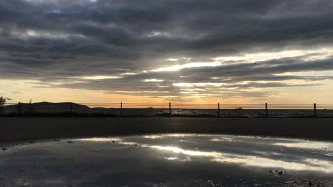 Sea and cloudy sunset Video stock 145899035