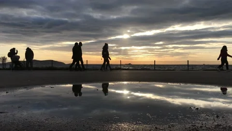 Sea and cloudy sunset Video stock 145899285