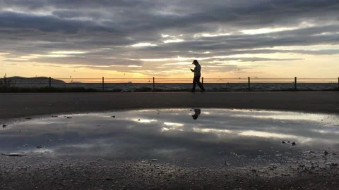 Sea and cloudy sunset Video stock 145899326