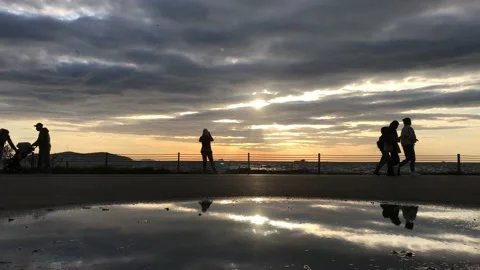 Sea and cloudy sunset Video stock 145899494