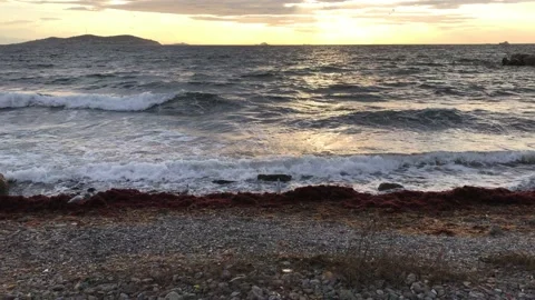Sea and cloudy sunset Video stock 145899624