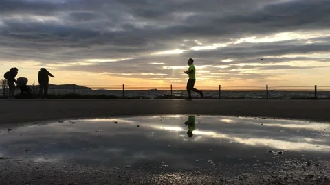 Sea and cloudy sunset Video stock 145899665