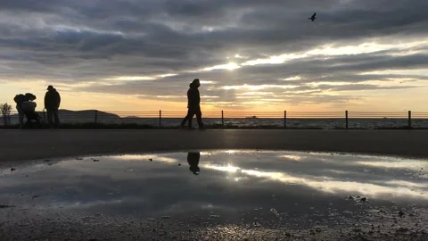 Sea and cloudy sunset Video stock 145899877
